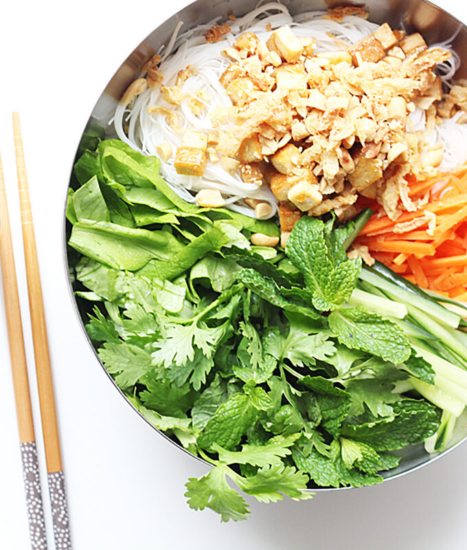 Bún Chay – Vietnamese Rice Noodle Salad With Fresh Herbs