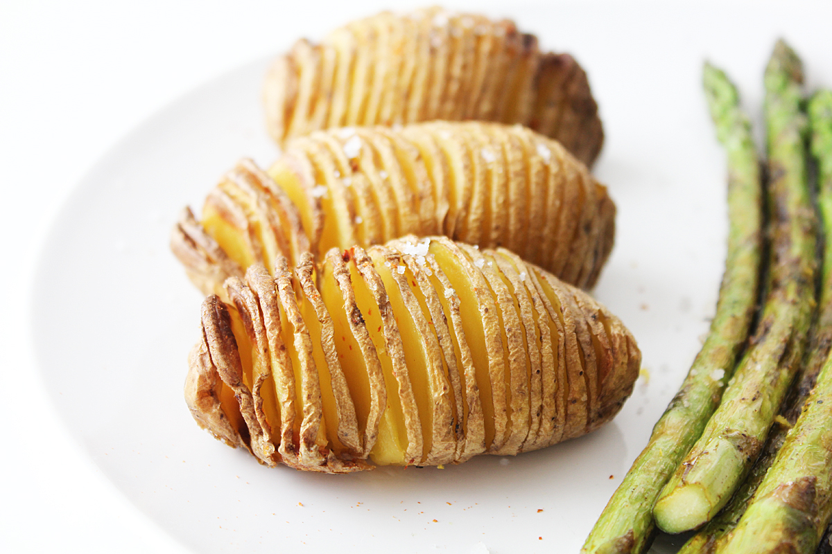 Green Asparagus and Hasselback Potatoes