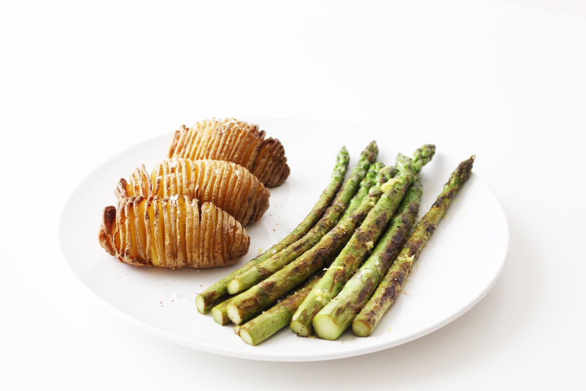 Green Asparagus and Hasselback Potatoes