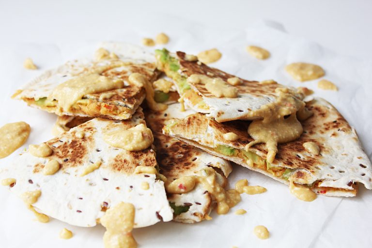 Red Pepper Hummus Quesadilla And Vegan Nacho Cheese Sauce Cheap And