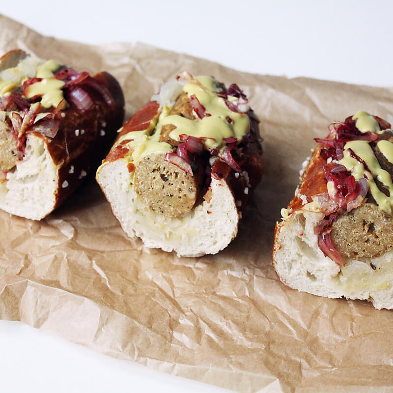Bavarian Hot Dog With Vegan Bratwurst And Sauerkraut ...