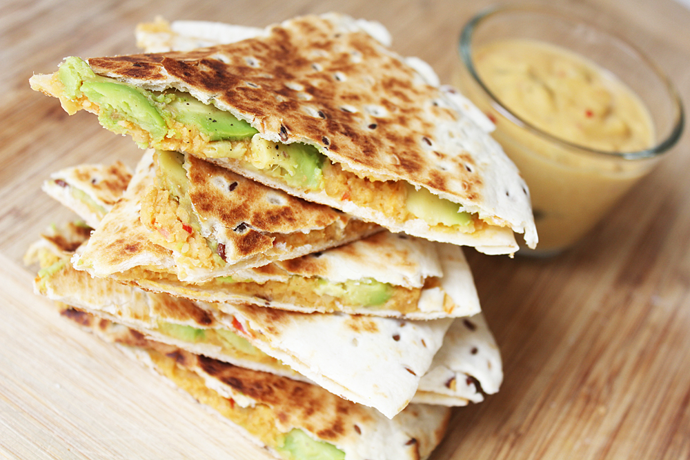 Vegane Quesadilla mit Nachokäse