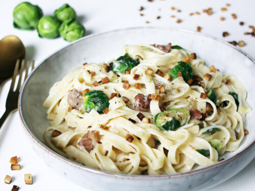 Brussel Sprouts Chestnut Pasta - Cheap And Cheerful Cooking