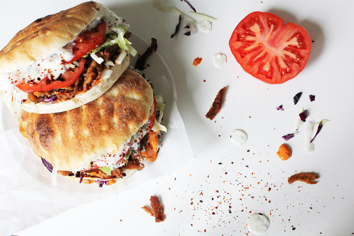 Vegan Döner Kebab with Two Sauces