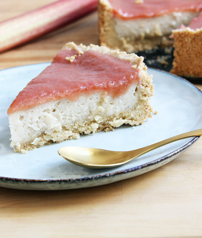 Vegan Cheesecake with Rhubarb Topping