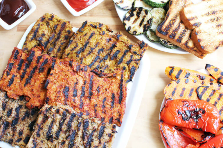 Vegane Soja-Grillsteaks mit 3 Marinaden