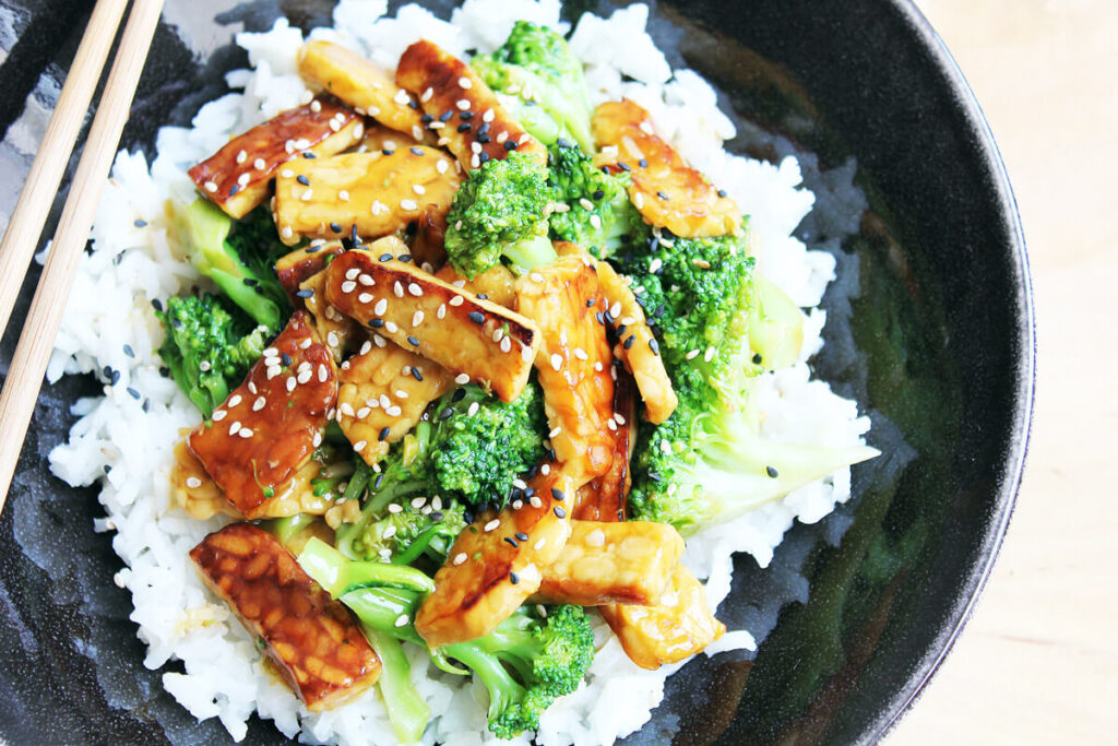Vegan Tempeh and Broccoli with Rice Cheap And Cheerful Cooking