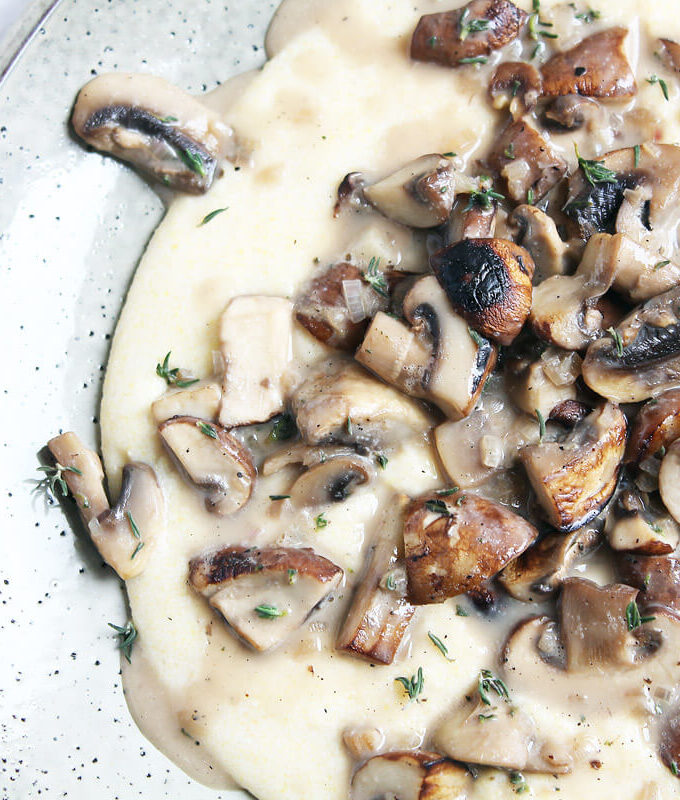 Creamy Vegan Polenta with Mushroom Ragù