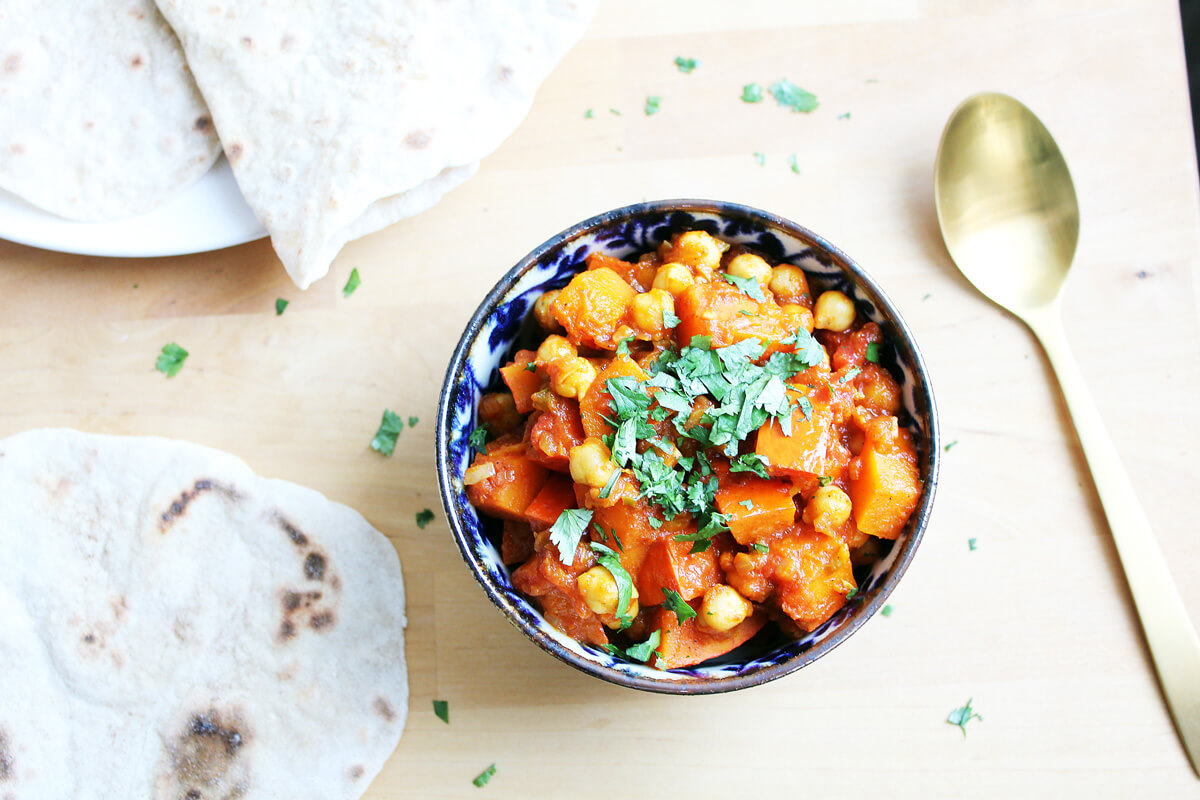 Pumpkin Chickpea Curry with Chapati