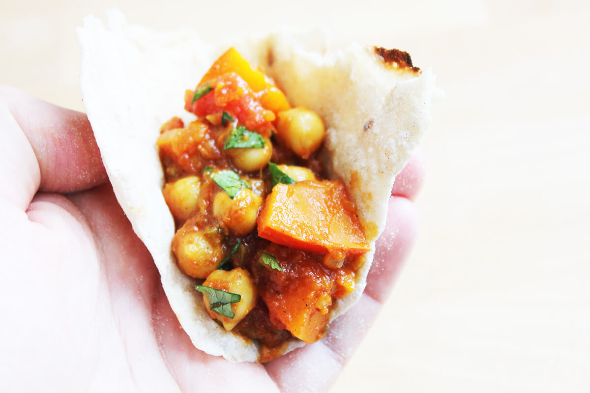 Pumpkin Chickpea Curry with Chapati