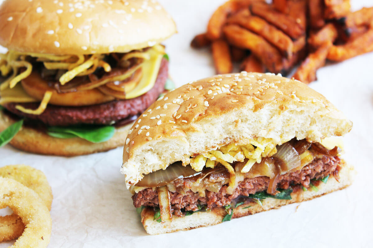 Vegan Autumn Burger with Caramelised Apple