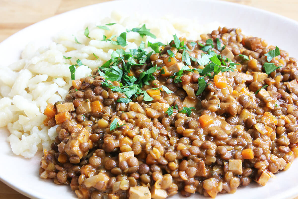 Vegan Swabian Lentils - Cheap And Cheerful Cooking