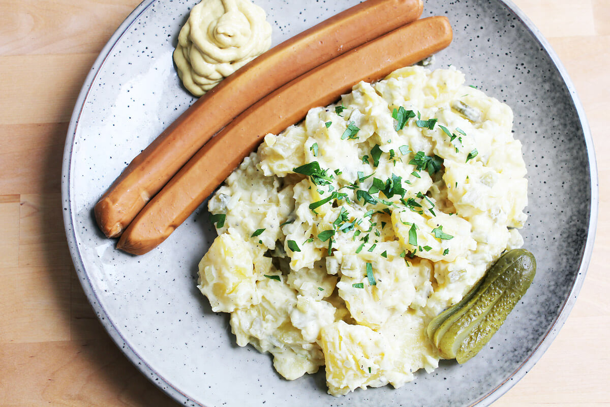 Vegan Potato Salad with Sausages