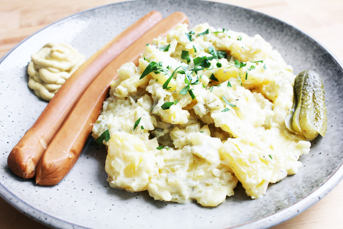 Vegan Potato Salad with Sausages