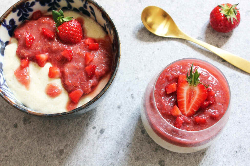 Vegan Semolina Pudding with Strawberry Rhubarb Compote - Cheap And ...