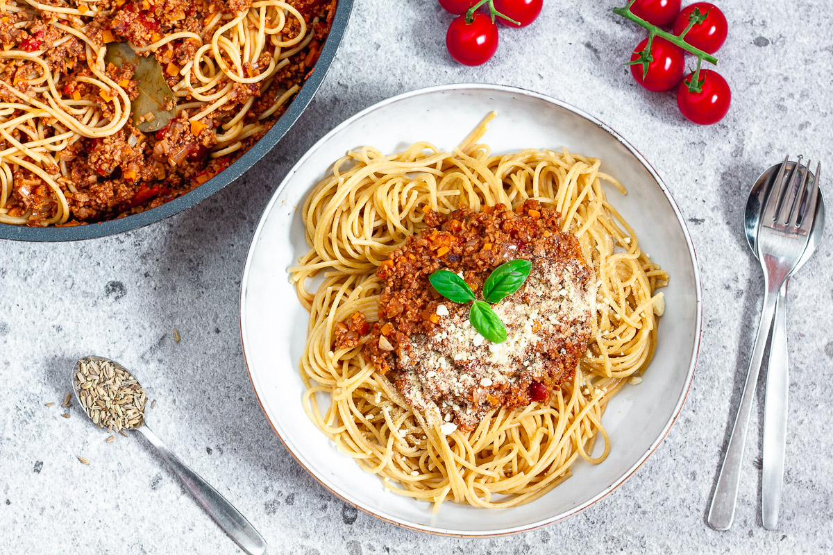Vegane Spaghetti mit Ragù di Salsiccia