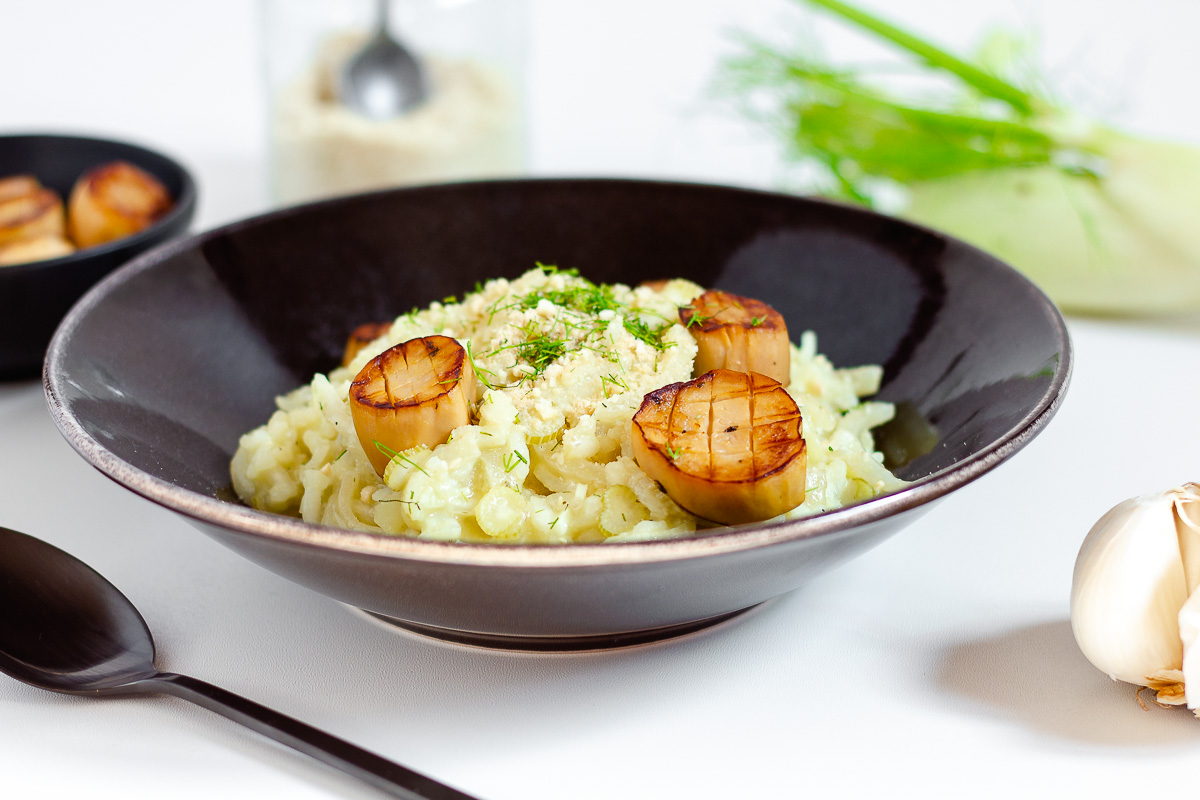 Fennel Risotto with Vegan Scallops