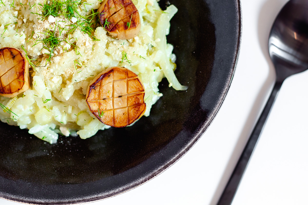 Fennel Risotto with Vegan Scallops