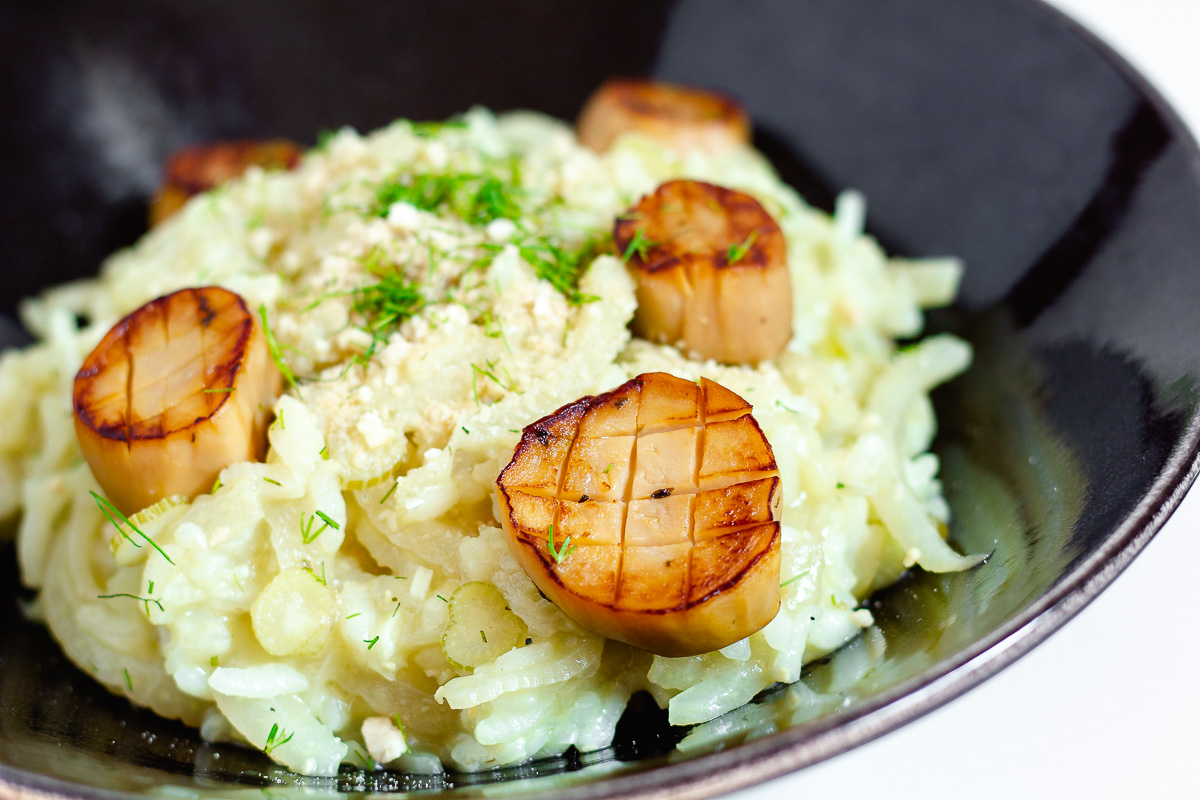 Fennel Risotto with Vegan Scallops