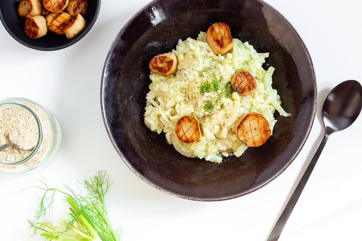 Fennel Risotto with Vegan Scallops