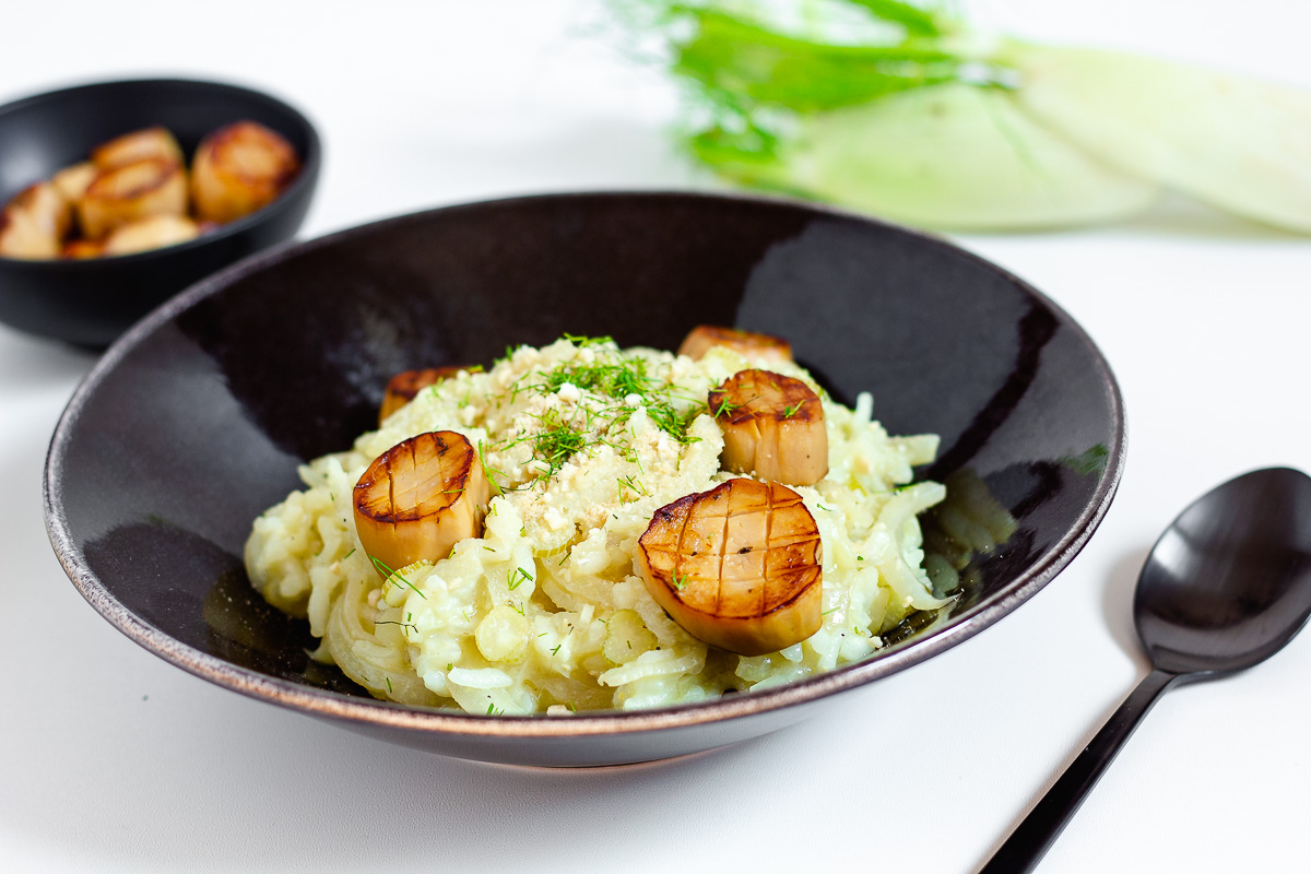 Fennel Risotto with Vegan Scallops