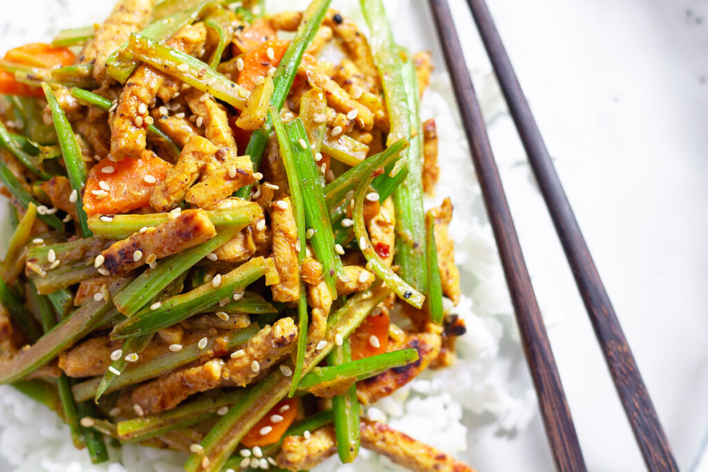 Sichuan Style Celery Tempeh Stir-fry - Cheap And Cheerful Cooking