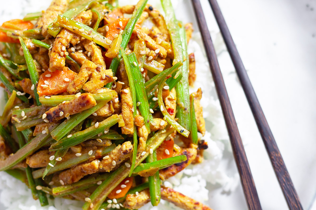 Sichuan Style Celery Tempeh Stir-Fry