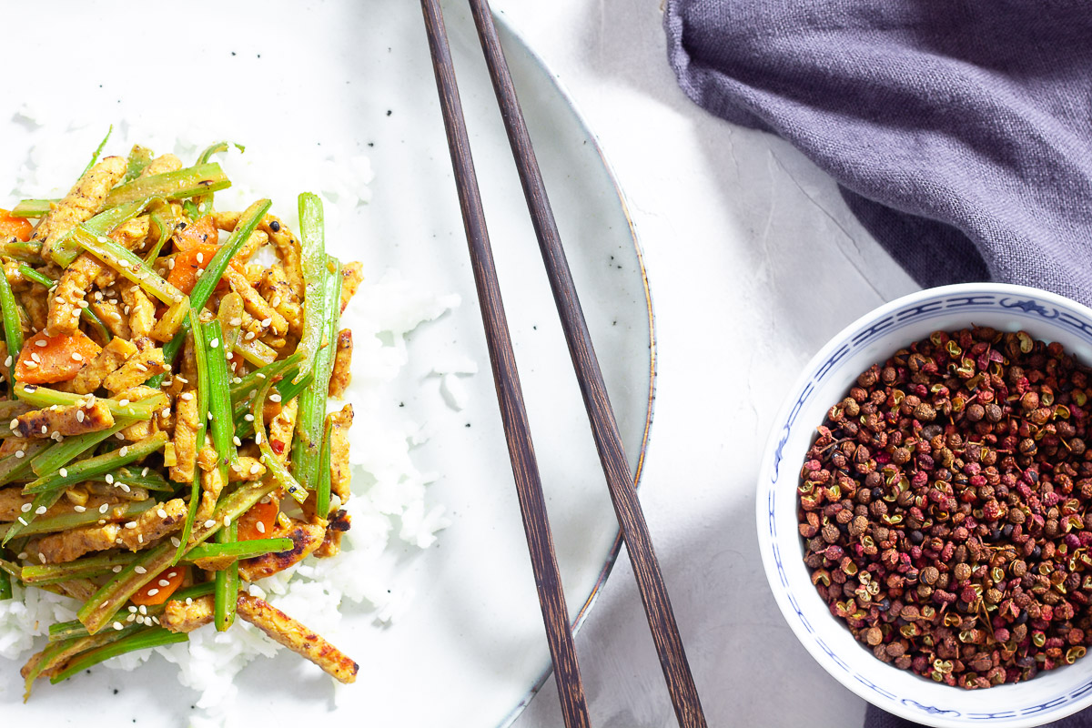 Sichuan Style Celery Tempeh Stir-Fry