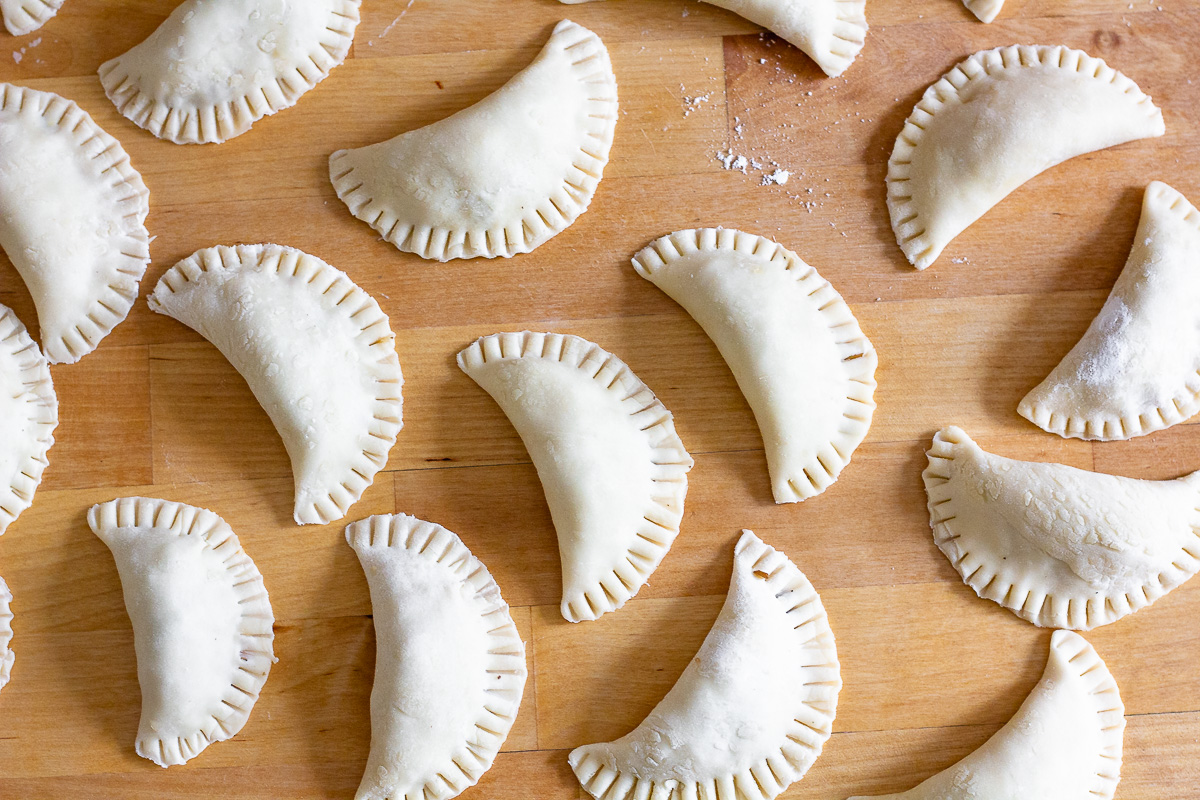 Filled Vegan Pierogi Before Cooking