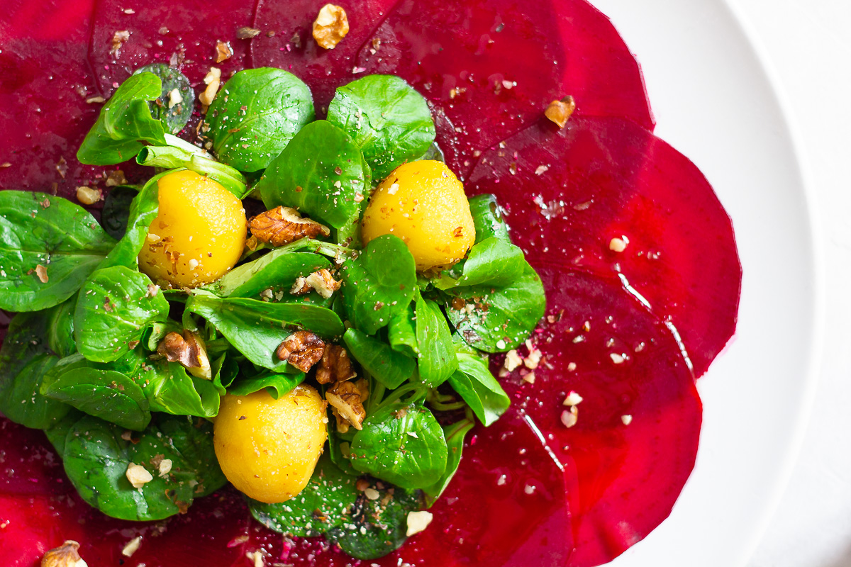 Beetroot Carpaccio with Apple and Walnut