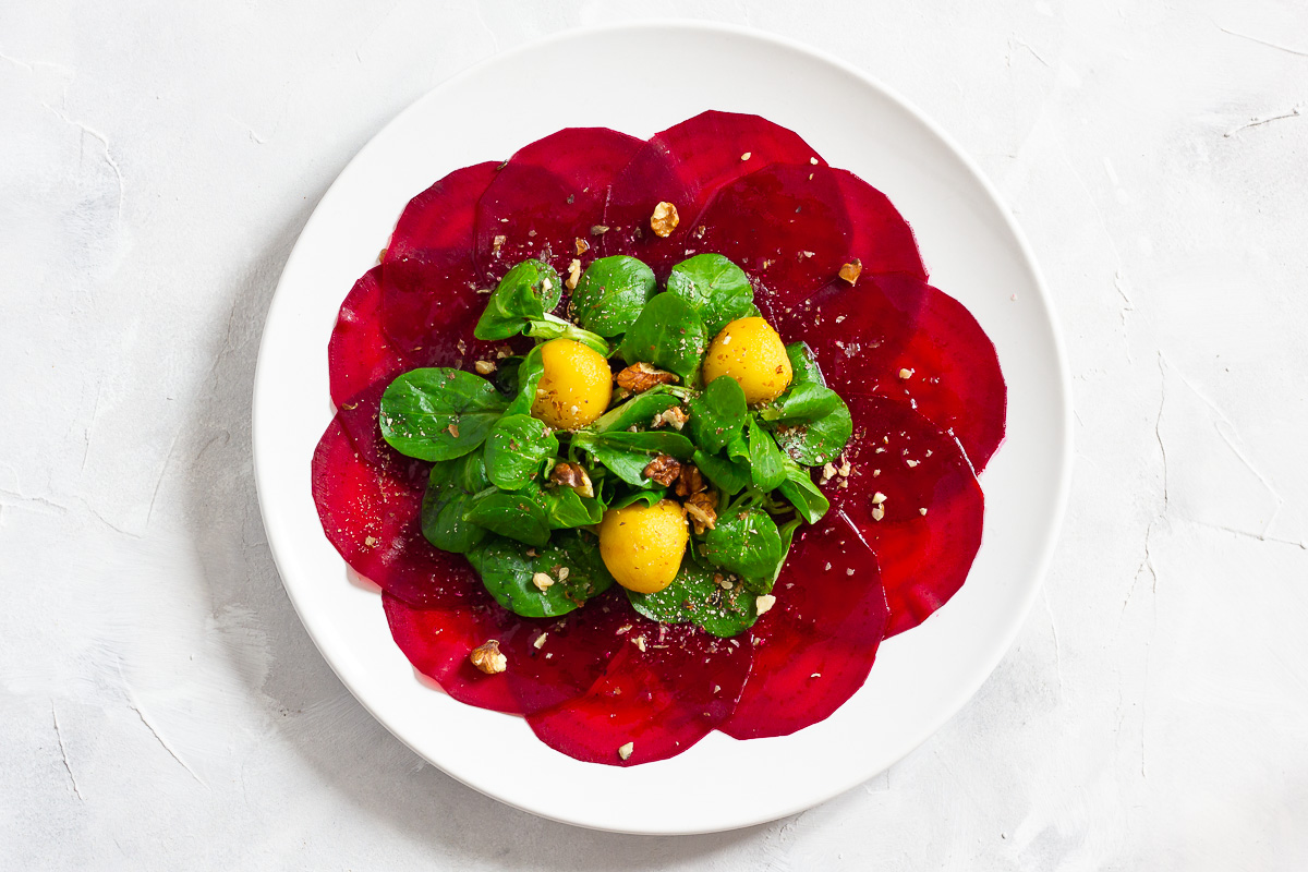 Beetroot Carpaccio with Apple and Walnut