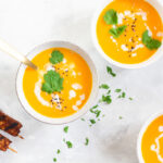 Vegan Thai Pumpkin Soup with Tofu Skewers