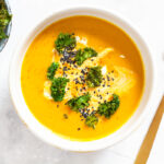 Oriental Carrot Soup with Kale Chips