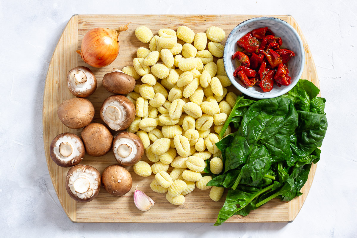 Vegan Pan Fried Gnocchi with Spinach & Mushrooms