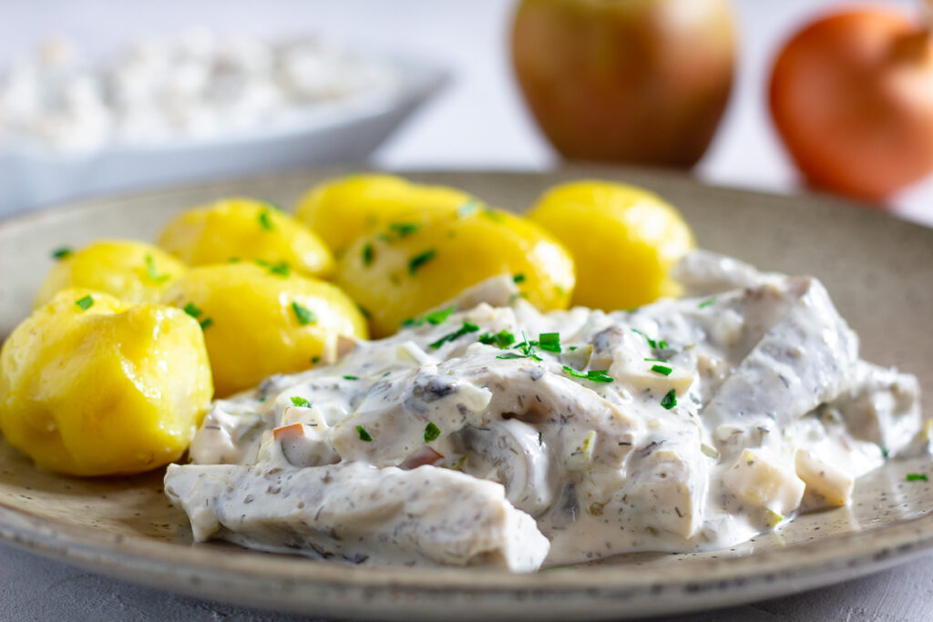 Vegan Pickled Herring in Cream Sauce - Cheap And Cheerful Cooking