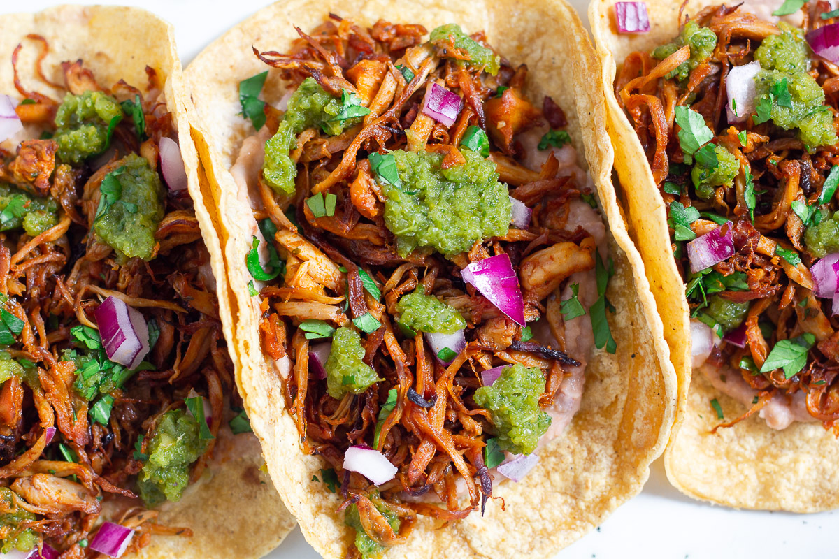 Vegan Carnitas Tacos with Pulled Mushroom