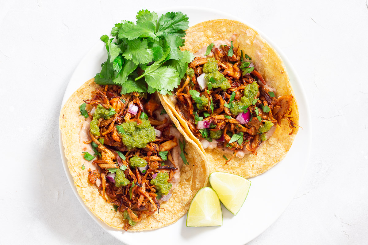 Vegan Carnitas Tacos with Pulled Mushroom