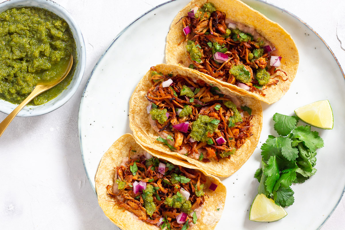 Vegan Carnitas Tacos with Pulled Mushroom