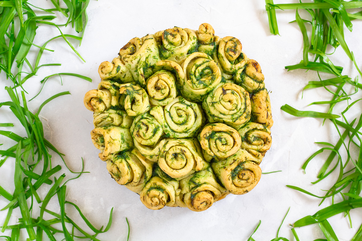 Vegan Wild Garlic Pull Apart Bread