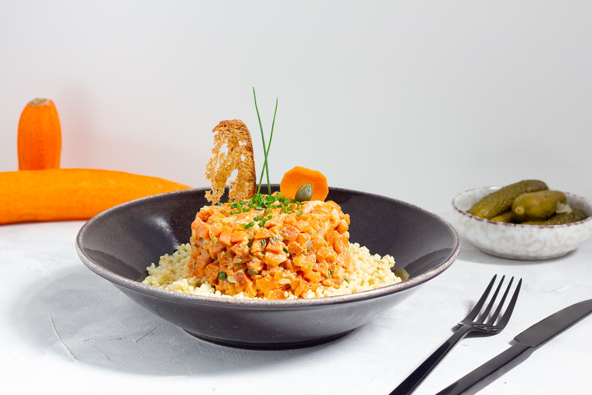 Carrot Tartare on Millet