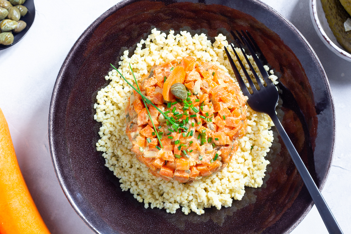 Carrot Tartare on Millet