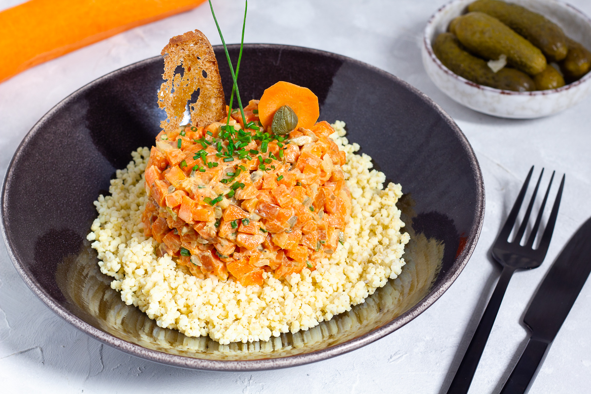 Carrot Tartare on Millet