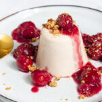 Vegan Gingerbread Panna Cotta with Mulled Wine Cherries