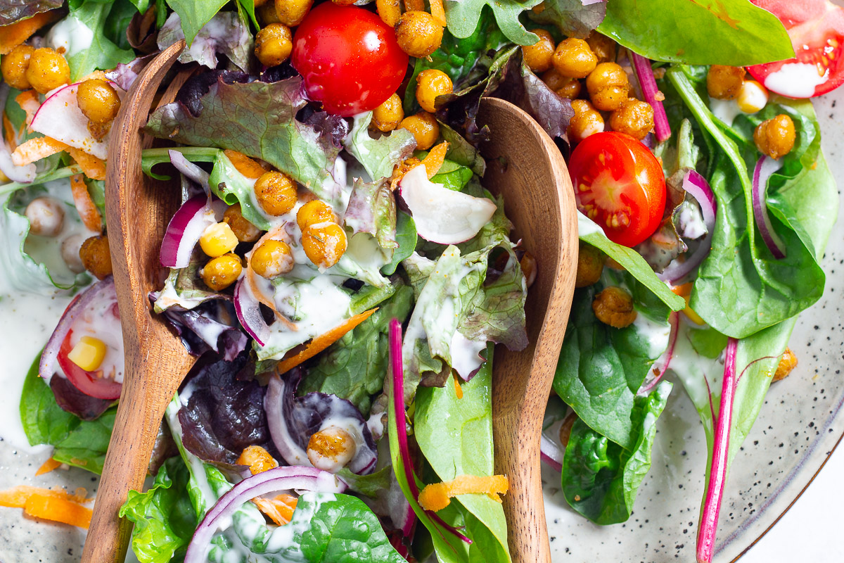 Summer Salad with Chickpeas & Ranch Dressing