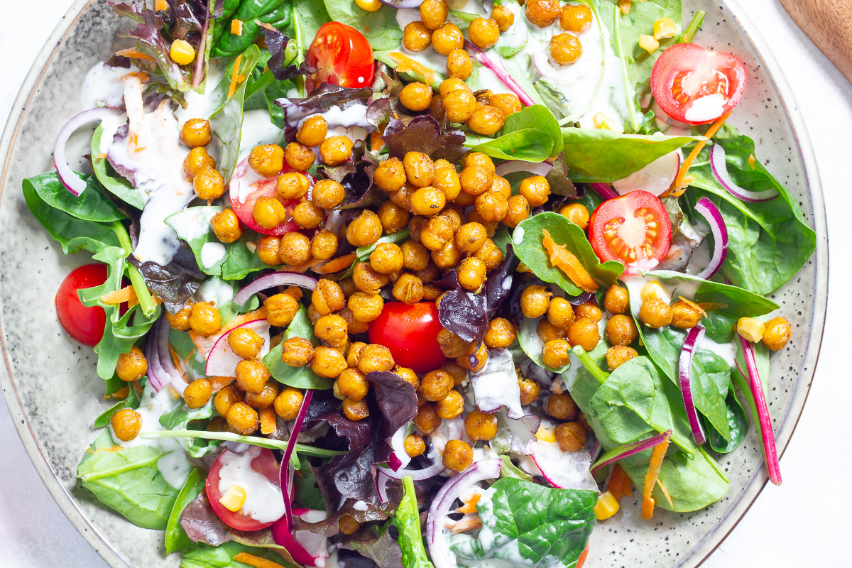 Summer Salad with Chickpeas & Ranch Dressing