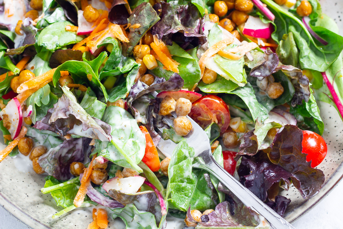 Summer Salad with Chickpeas & Ranch Dressing