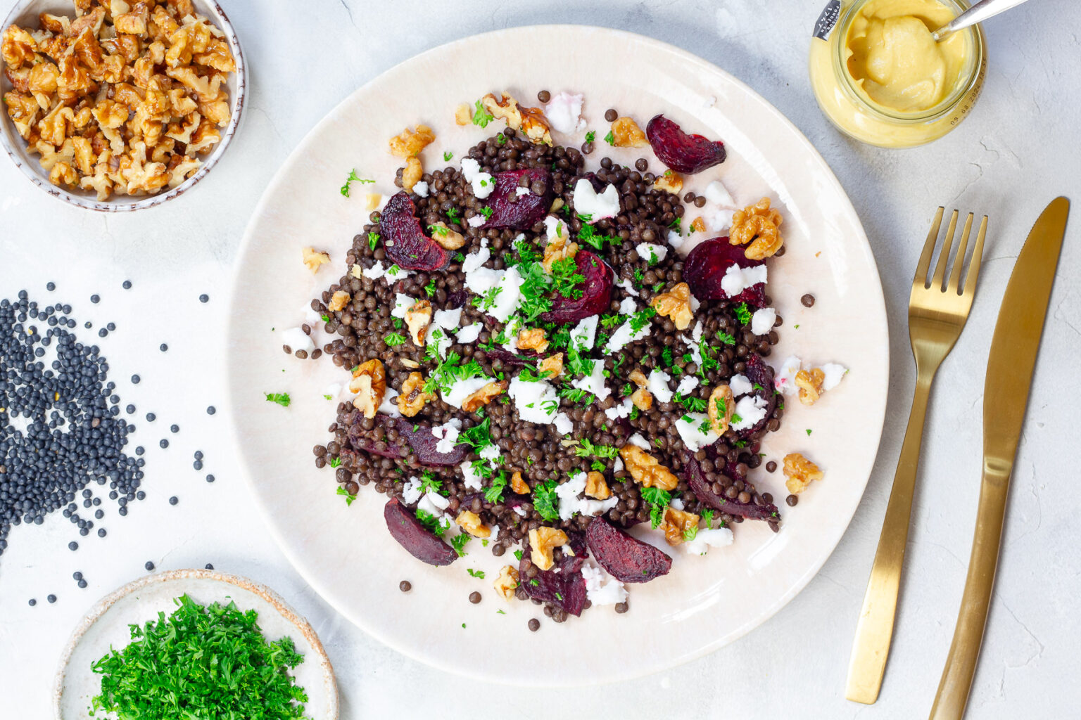 Veganer Rote-Bete-Linsensalat Mit Feta - Cheap And Cheerful Cooking