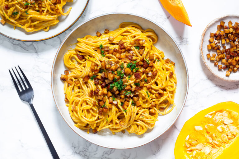 Vegane Kürbis Carbonara