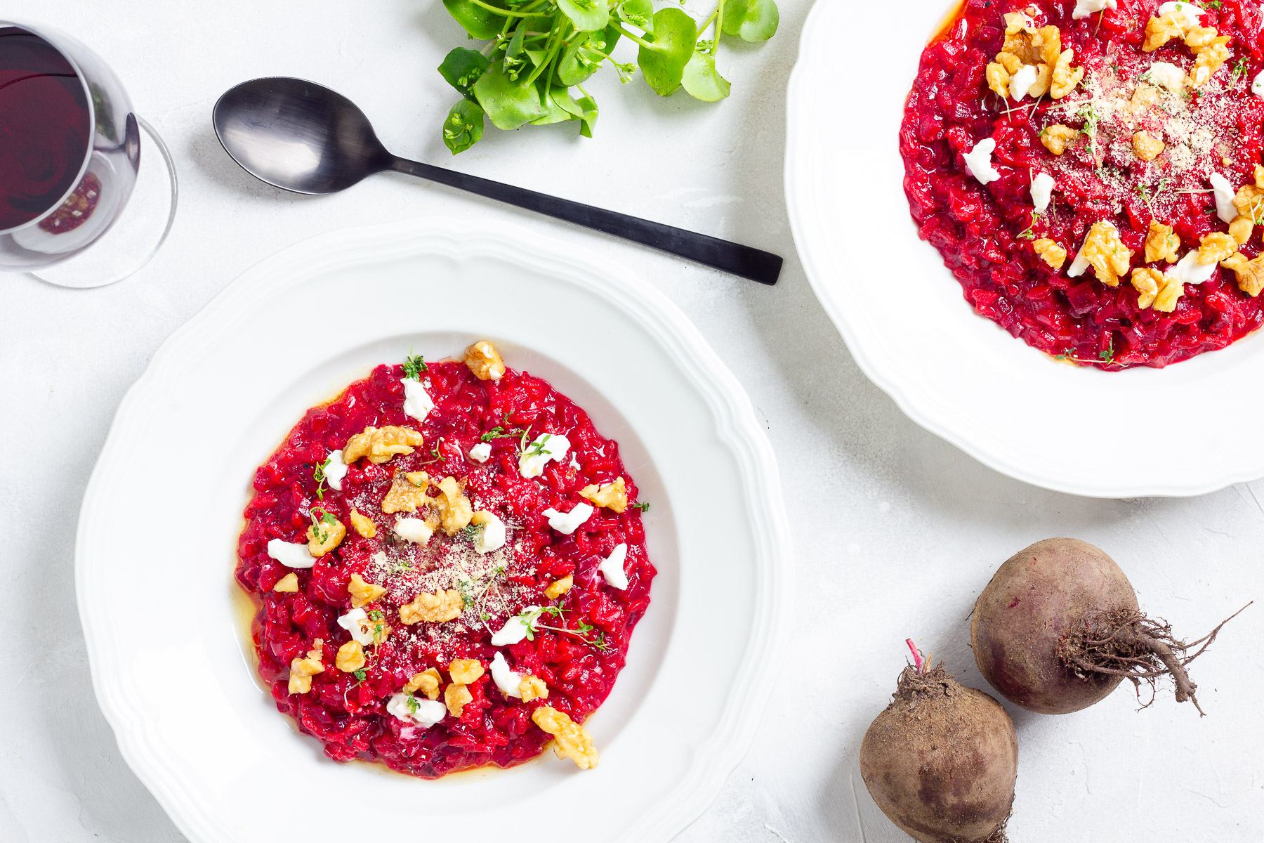 Vegan Beetroot Risotto with Walnuts