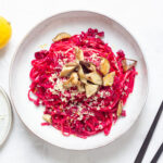 Vegane Pink Pasta mit Shiitake Pilzen